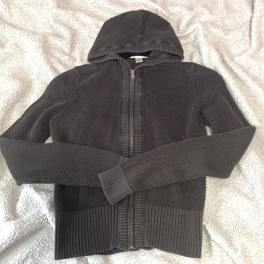 Ann Taylor LOFT Brown Crochet Zip Up Sweater | Womens Size Medium | Worn Once